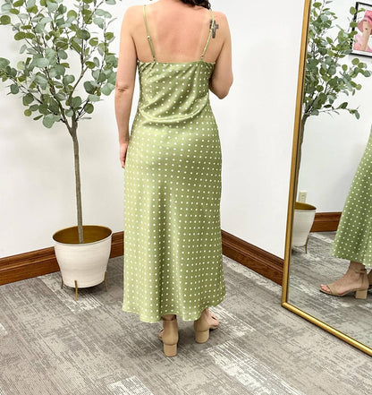 Polka Dot Satin Slip Dress