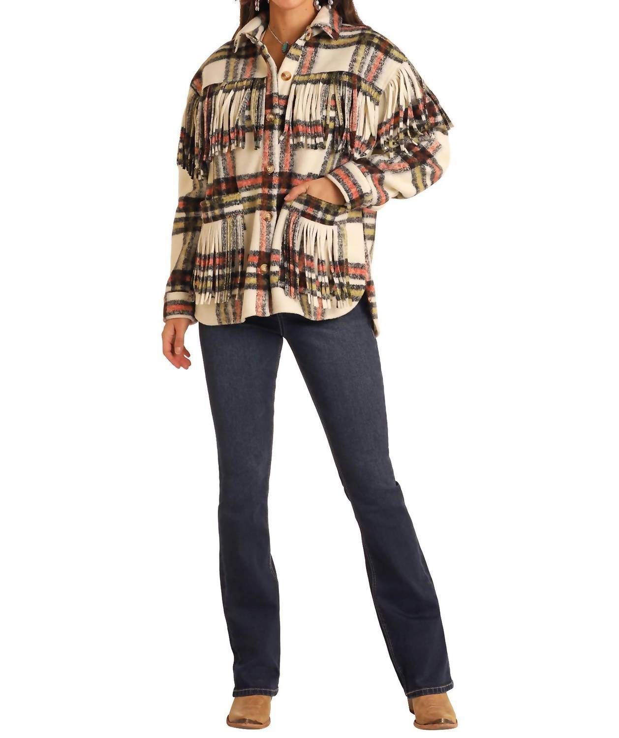 Rock & Roll Cowgirl - Plaid Shacket With Fringe - Rack Hunt