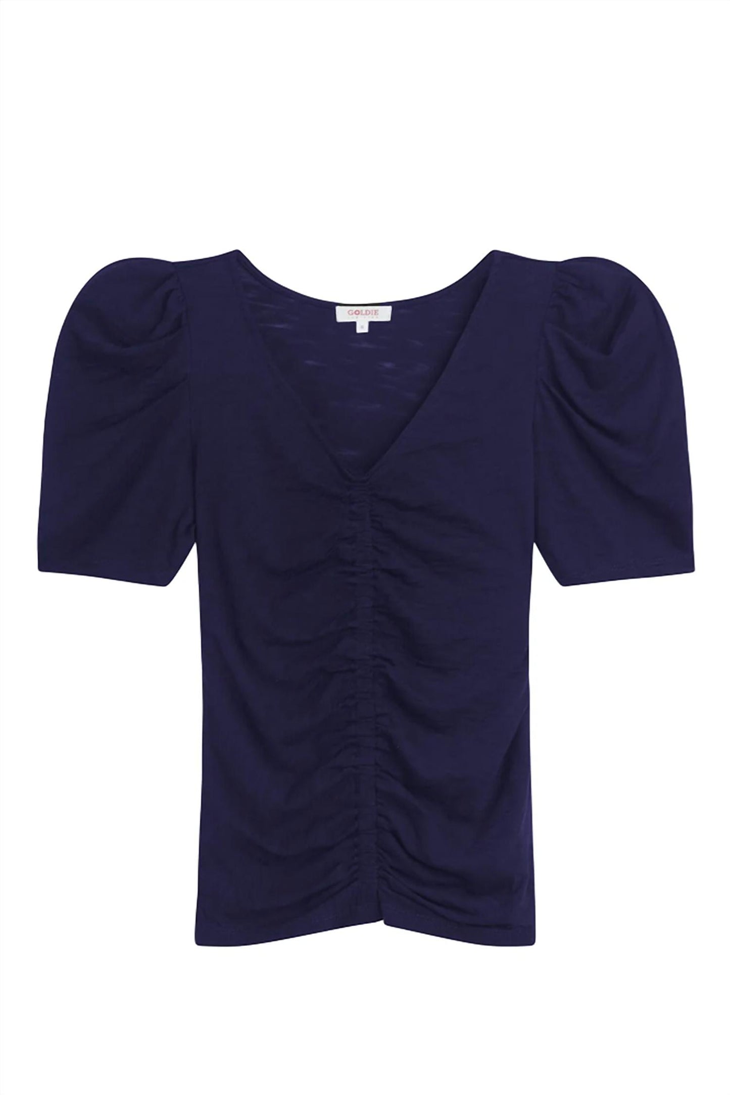 Women's Ruched Puff Sleeve V-Neck Tee