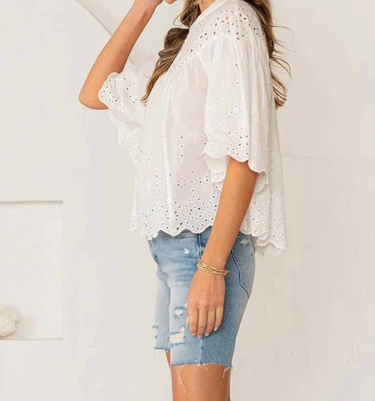 Scalloped Eyelet Embroidered Top
