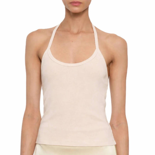 COTTON RIB HALTER TOP