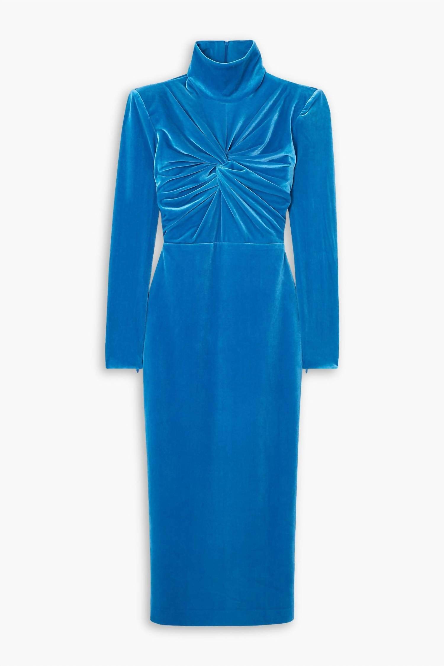 Alex Perry - Preston Velvet Turleneck Twist Long Sleeve Dress - Rack Hunt