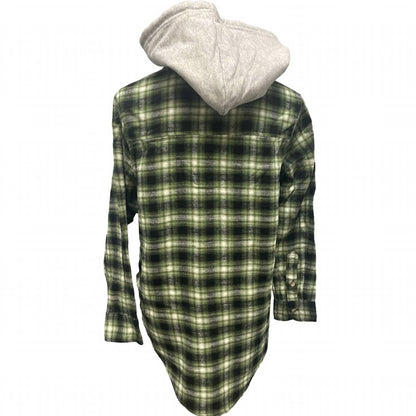 Women's Long Sleeve Plaid Flannel Cotton Blend Hoodie