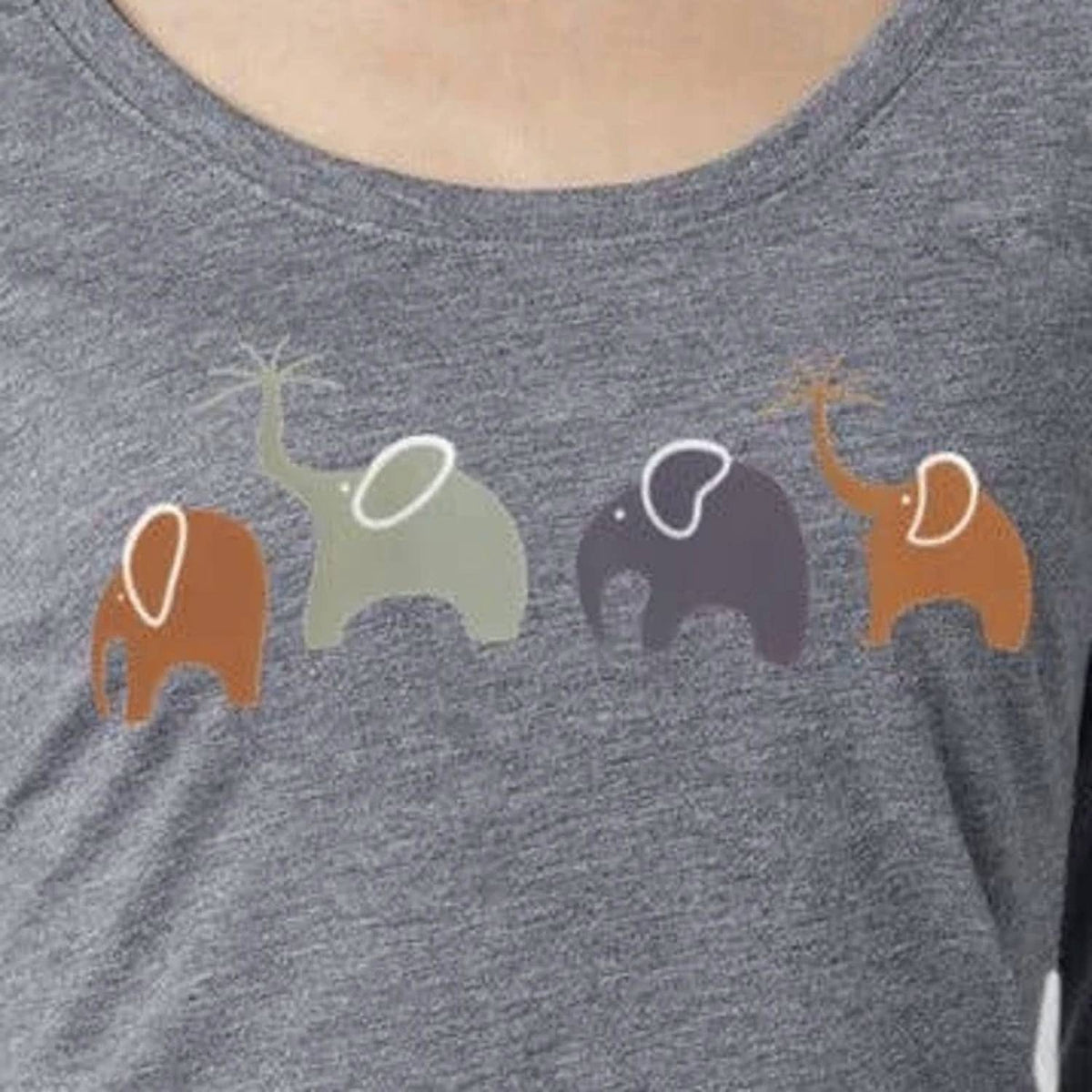 Happy Elephant Family Scoop Neck T-shirt