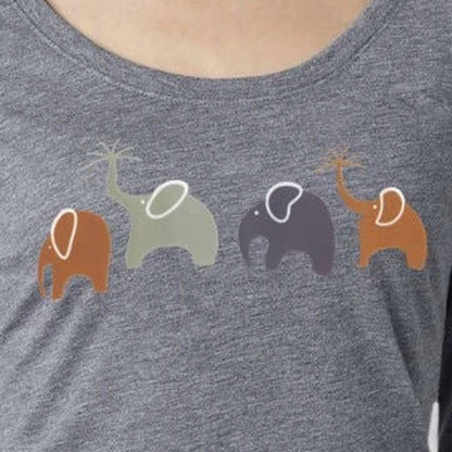 Happy Elephant Family Scoop Neck T-shirt