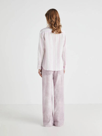 Tonal Striped Cotton Gauze Top