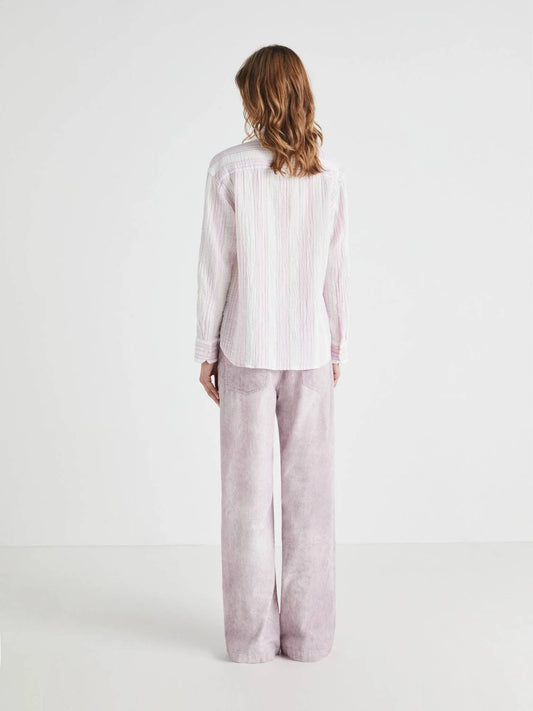 Tonal Striped Cotton Gauze Top