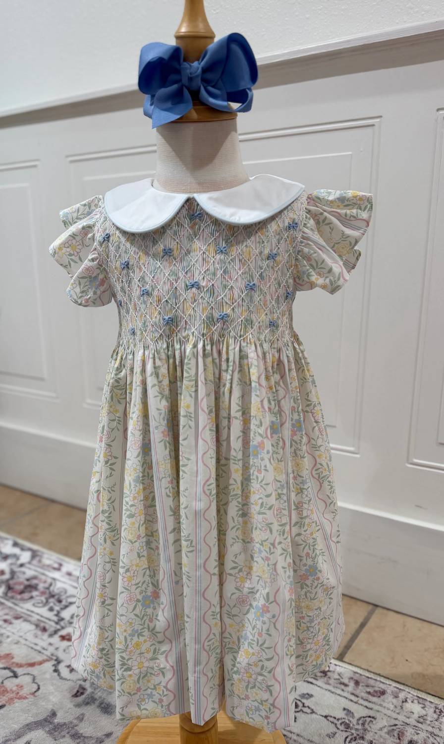 Girls Spring Bouquet Smocked Dress