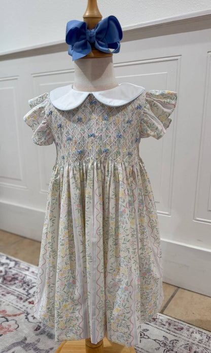 Girls Spring Bouquet Smocked Dress