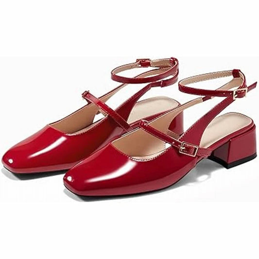 Women's Mary Jane Chunky Low Heel Shoes