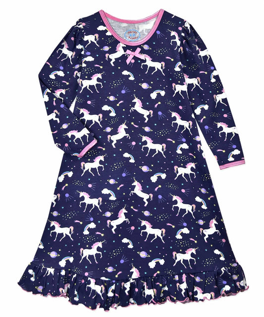 Girl's Unicorn Dreams Long Sleeve Gown