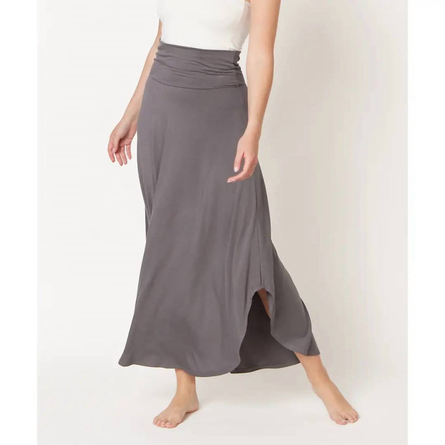 Bamboo Band Waist Maxi Skirt