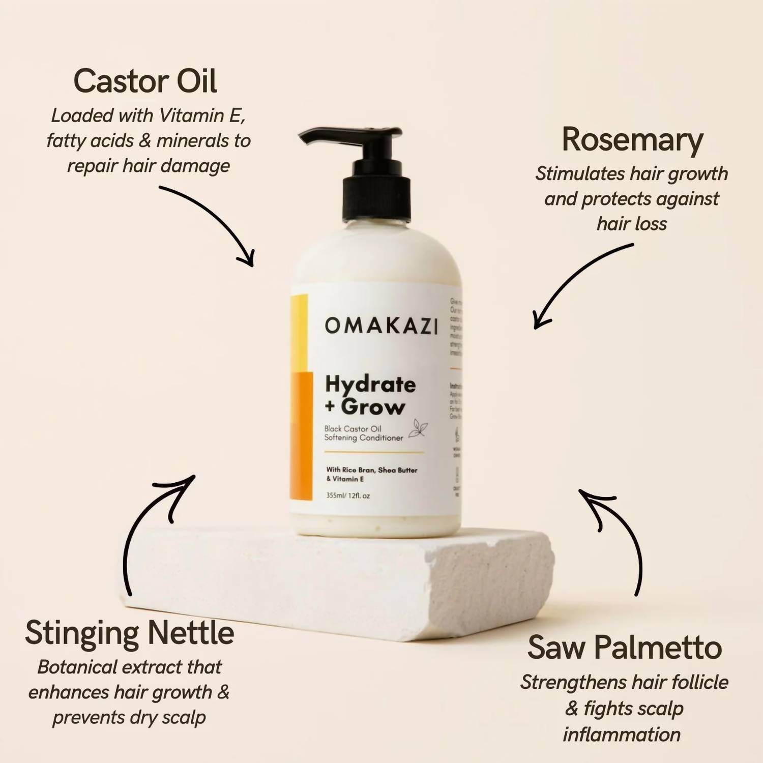 Omakazi Beauty - HYDRATE + GROW Volumizing Conditioner - Rack Hunt -