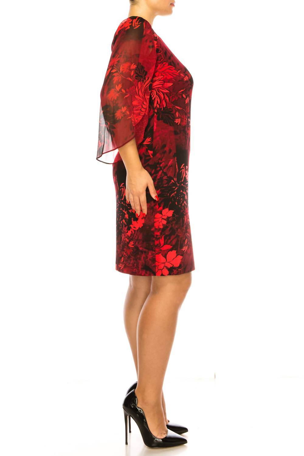 Connected Apparel - Floral 3/4 Split-sleeve Dress - Rack Hunt
