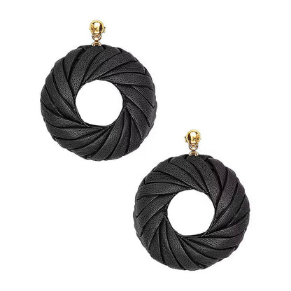 Women's Leather Circle Earrings