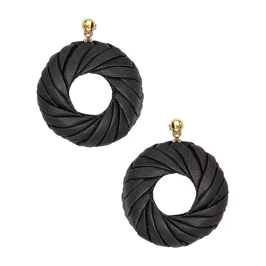 Women's Leather Circle Earrings