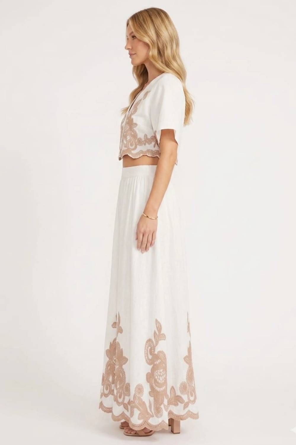 Embroidered Two-piece Maxi Skirt Set