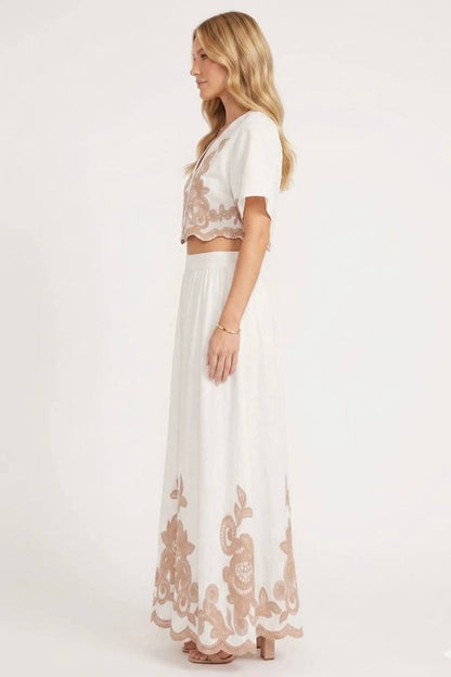 Embroidered Two-piece Maxi Skirt Set