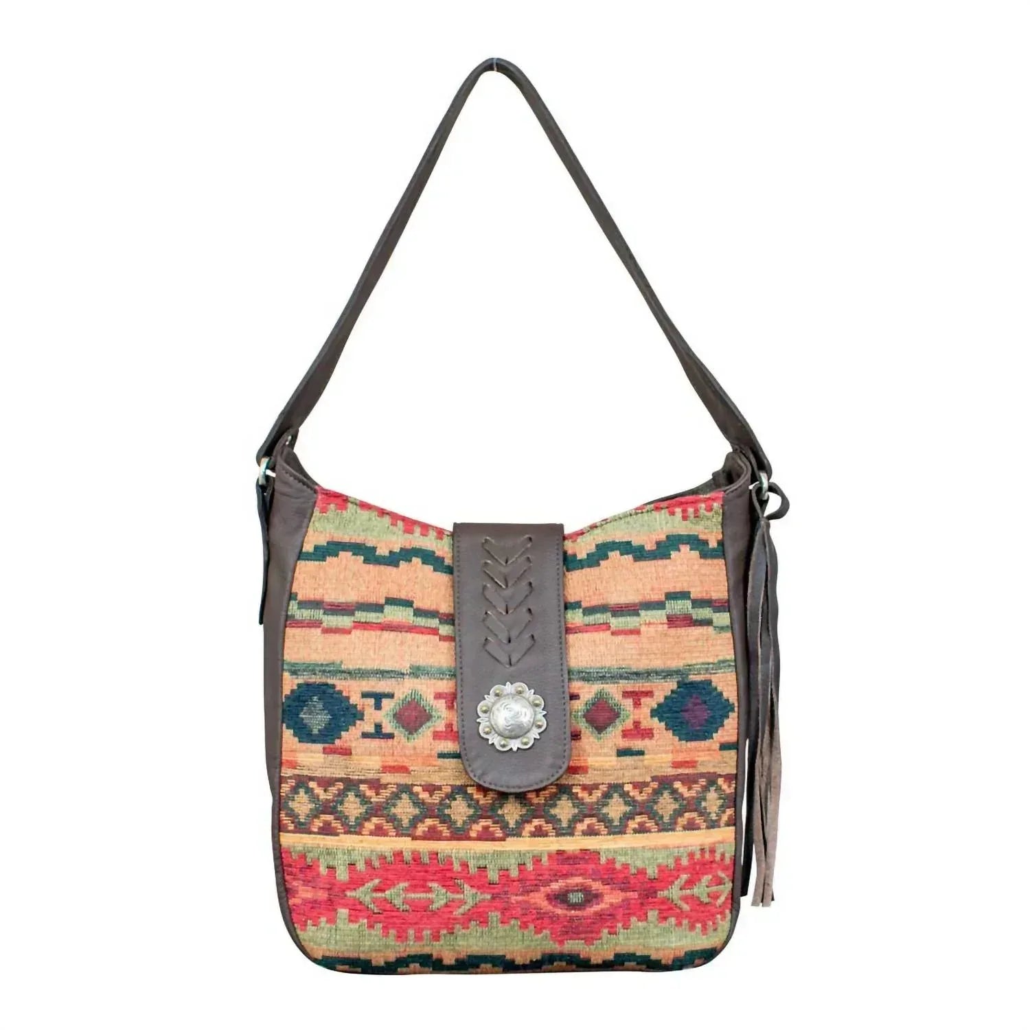 American West - Women's Hand Woven Santa Fe Tapestry Soft Zip Top Shoulder Hobo - Rack Hunt