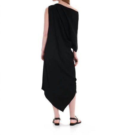 Luxurious Drapery Asymmetrical Midi Dress