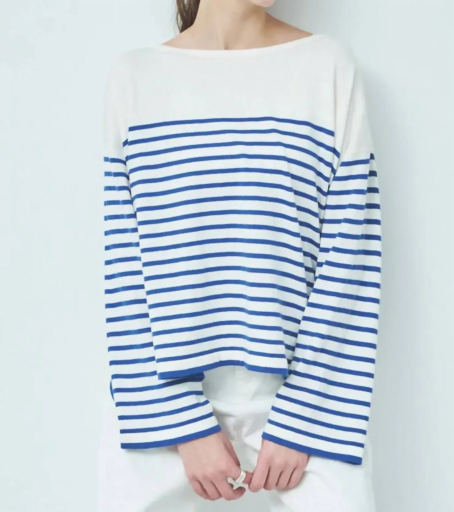 C.T.plage - Cotton Cashmere Wide Sleeve Pullover Stripe Top - Rack Hunt