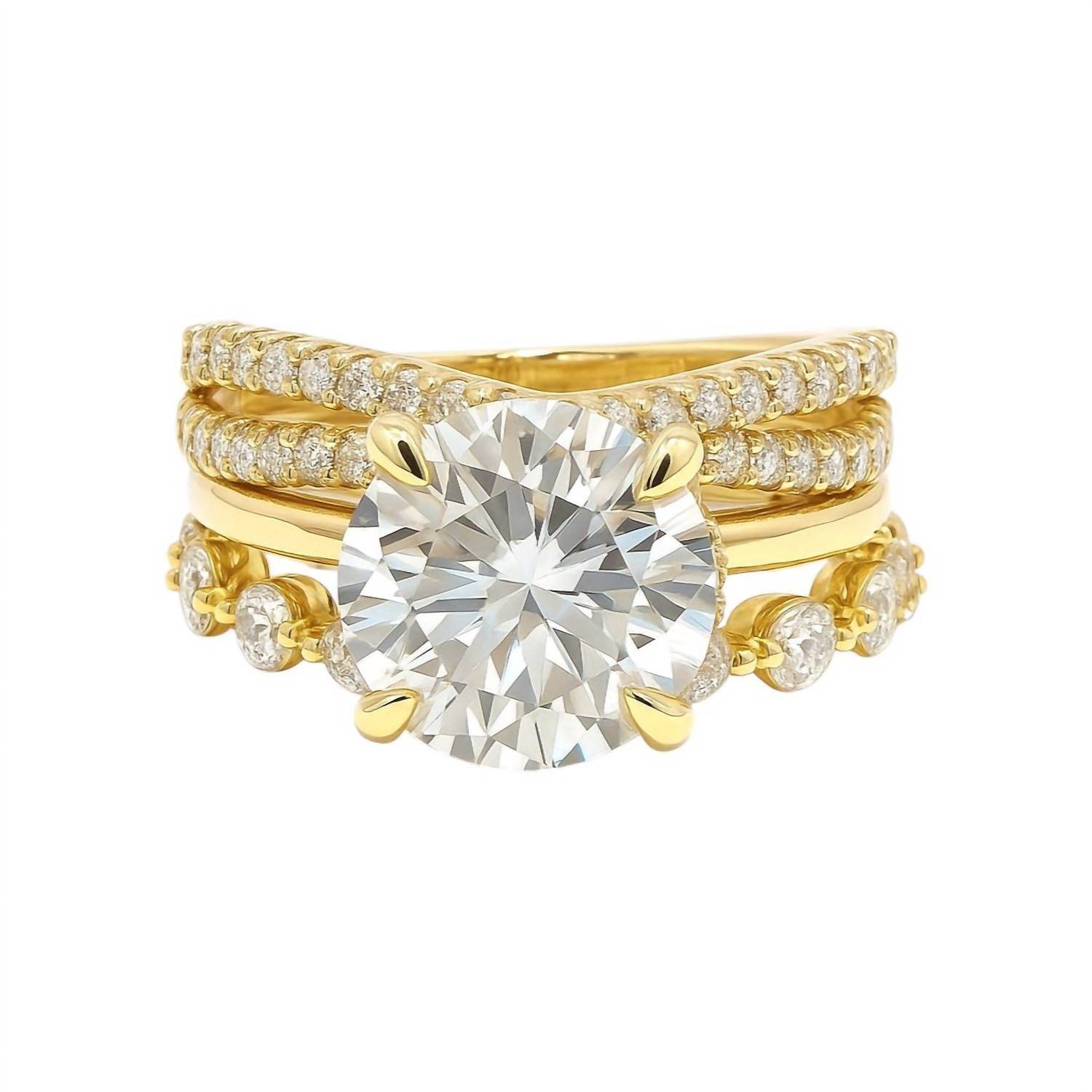 Allyanna Gifts - Women's Round Brilliant Cut Moissanite Ring - 3 Piece Set - Rack Hunt -