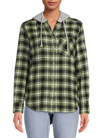 Women's Plaid Flannel Hoodie Three Piece Set