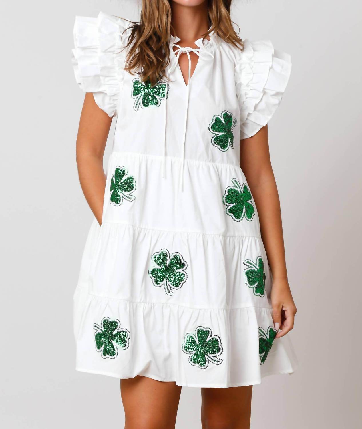 Peace Love California - St. Patricks Sequin Clovers Tiered Dress - Rack Hunt -