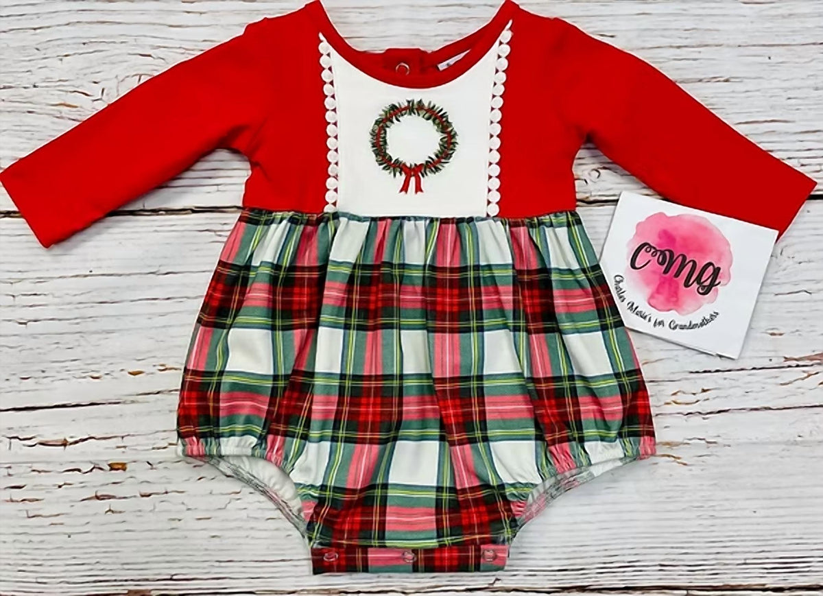 Girl's Xmaswreath Romper