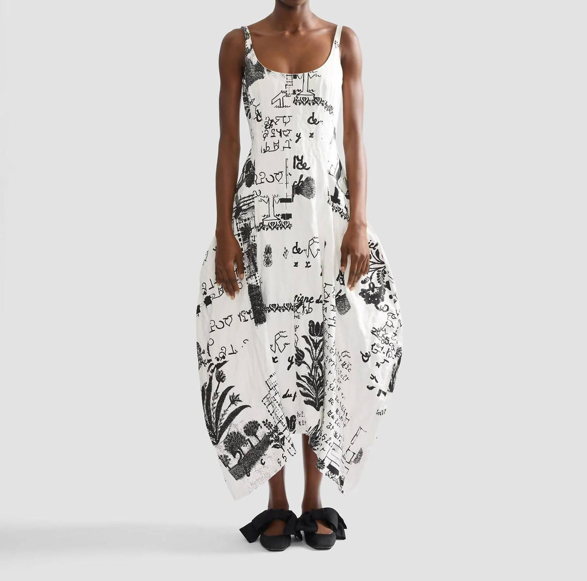 Metallised Cotton Draped Midi Dress