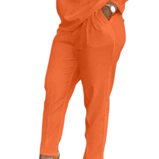 Print Long Sleeve Top Pocket Design Pants Set