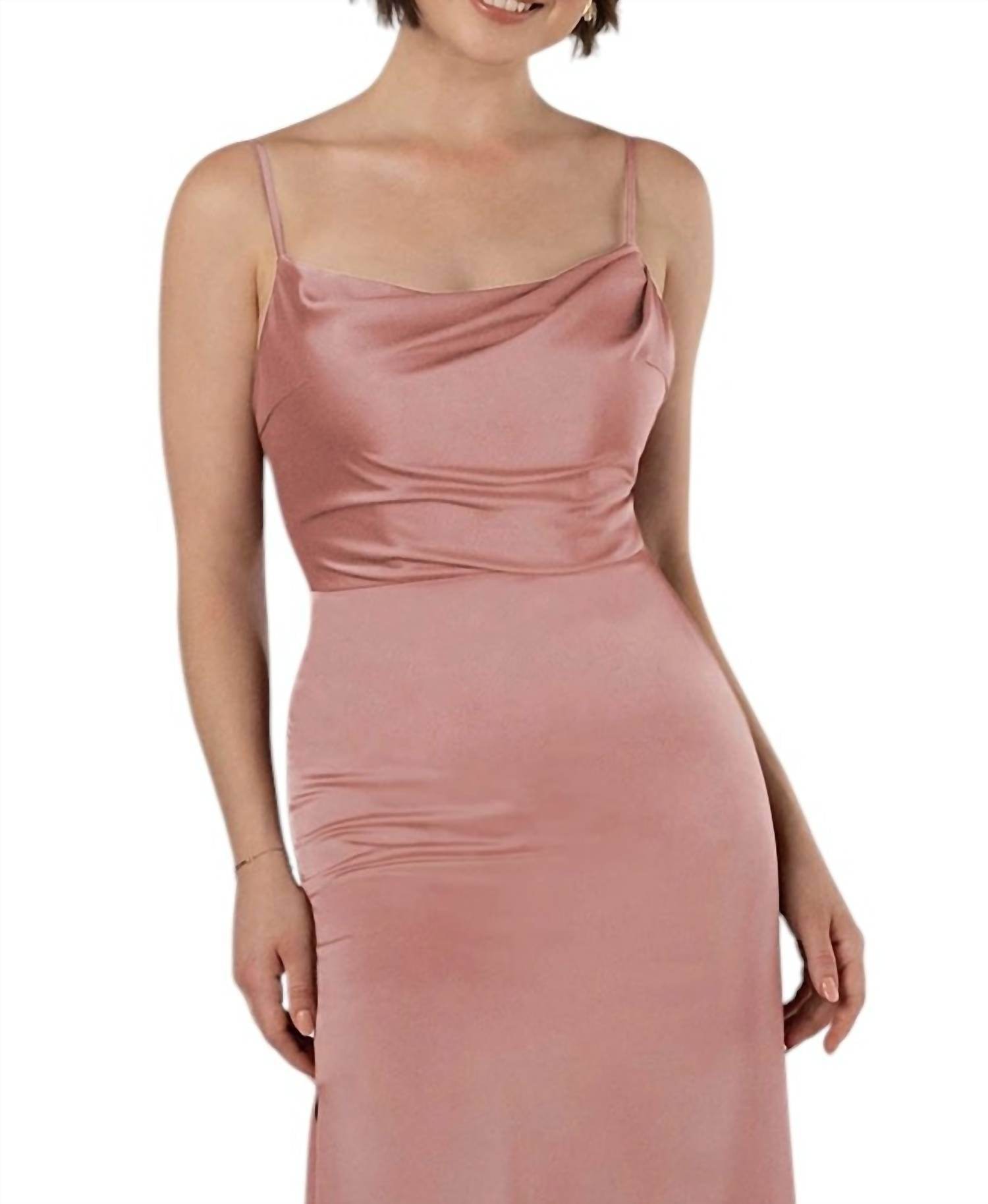 Sorella Vita - Floor-Length Charmeuse Bridesmaid Dress with Skirt Slit - Rack Hunt -