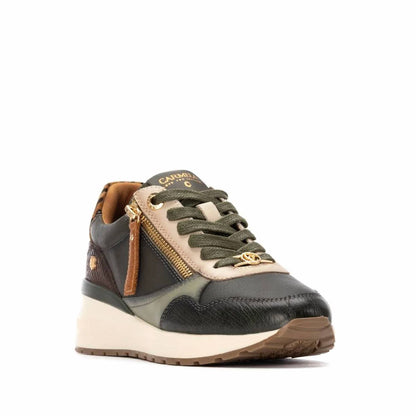 Women's Leather Wedge Lace-up Sneaker