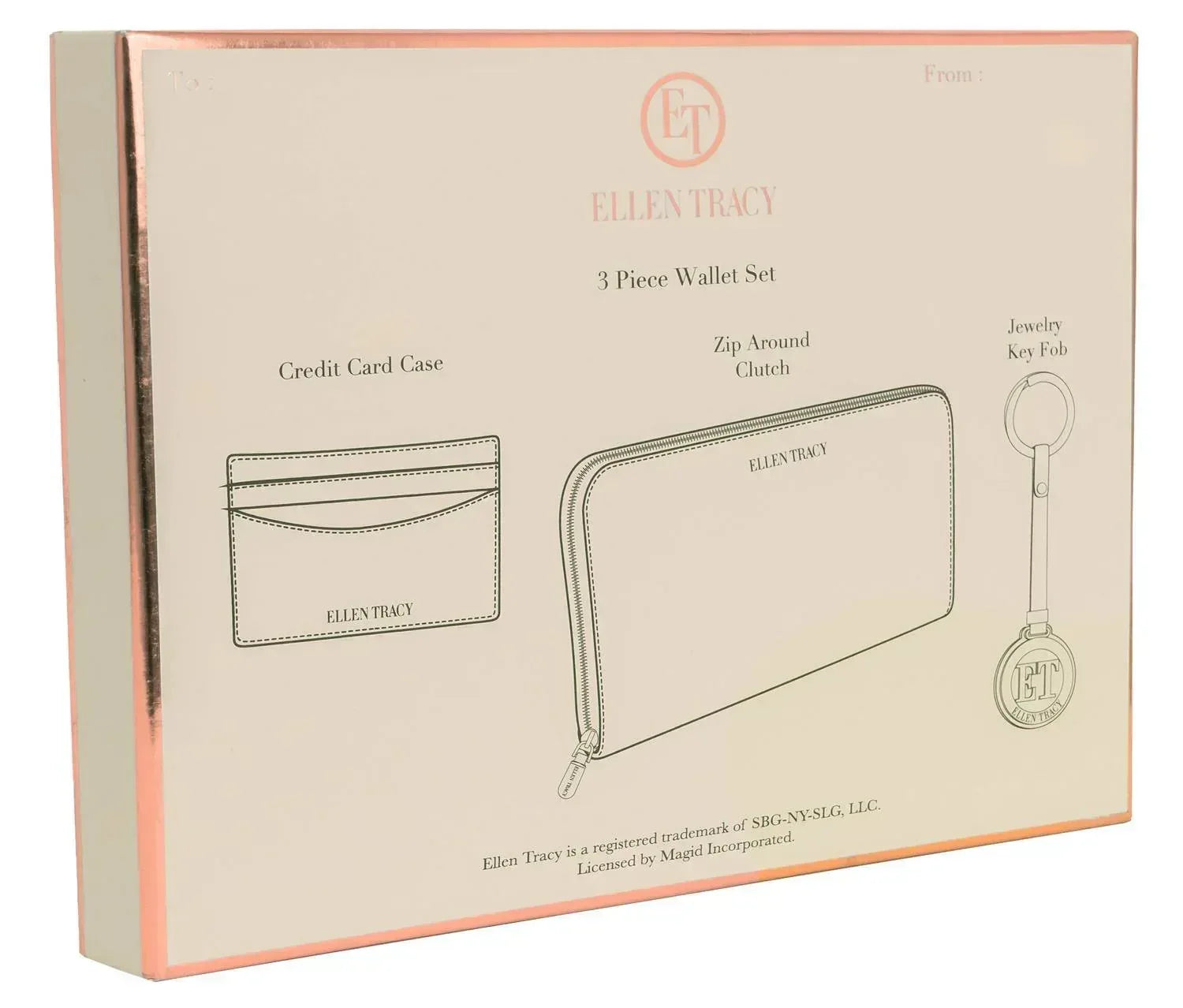 Ellen Tracy - Women's 3 Piece Wallet, Id Card Case, & Key Fob Boxed Gift Set - Rack Hunt