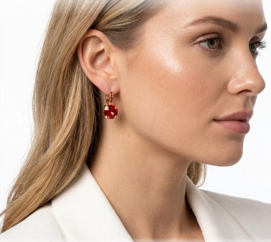 Women's One Stone Drop Lever Back Earrings