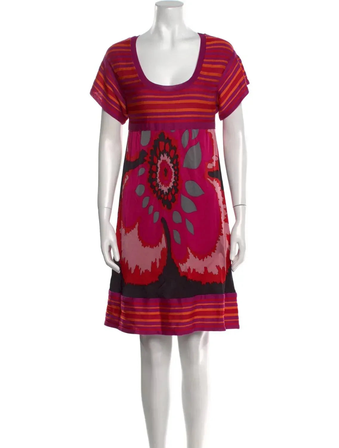 M Missoni - Floral Striped Knit Jersey Mini Dress - Rack Hunt