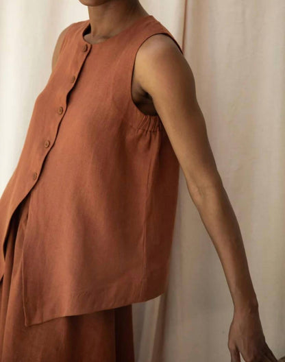 Olivia May Russet Waistcoat Top