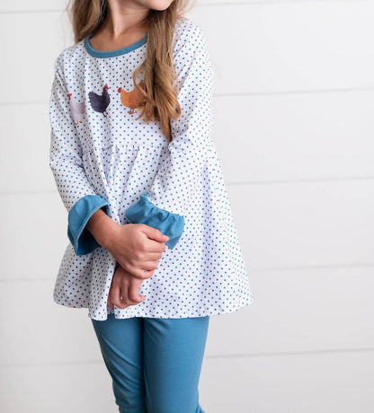 Girl's Polka Dot Chicken Pant Set