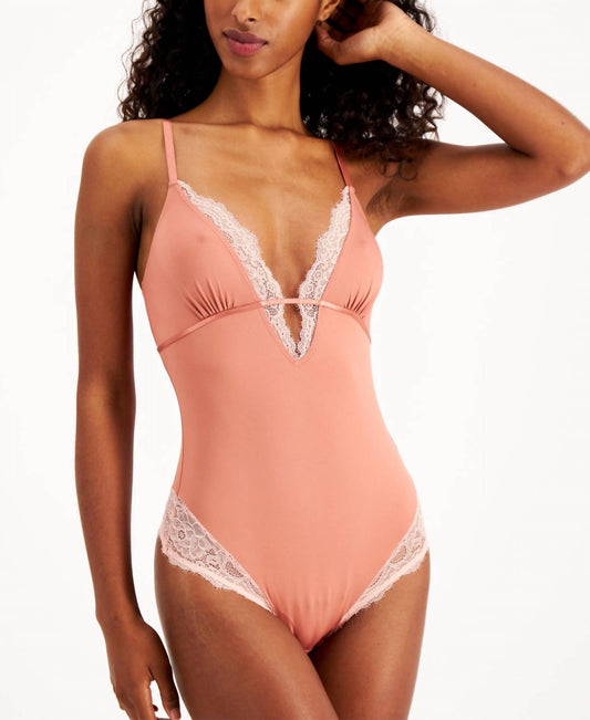 Intimate Lace Trim Thong Bodysuit