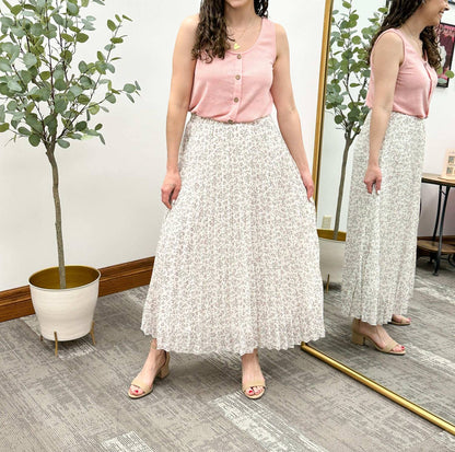 Floral Pleated Maxi Skirt