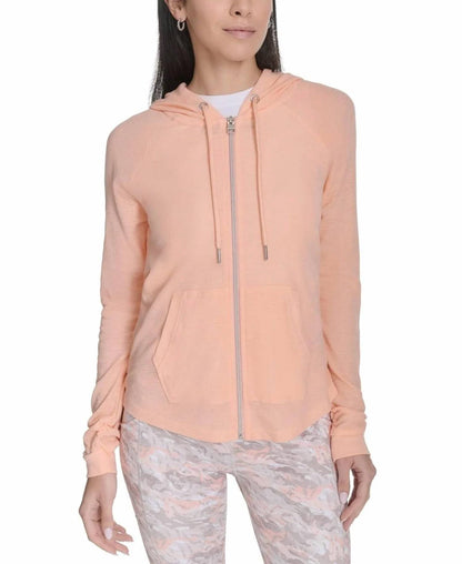 Performance Rouched-sleeve Zip Hoodie