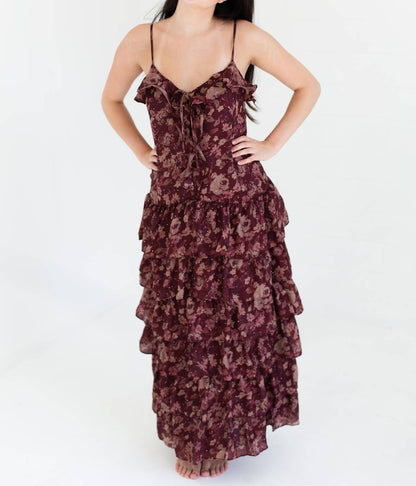 Women's Floral Print Ruffle Tiered Maxi Dress