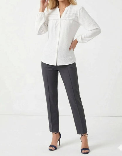 Pintuck Pleated Long Sleeve Blouse
