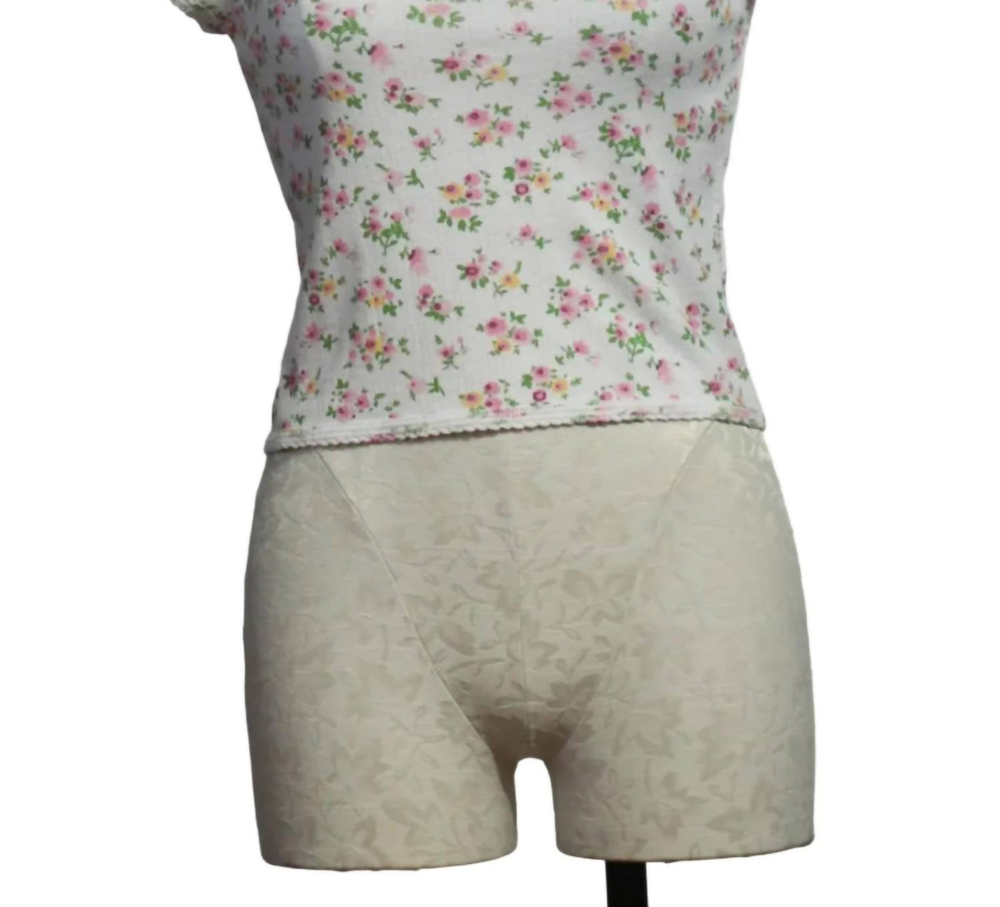 Women's Floral Pointelle Cap Sleeve Baby Tee