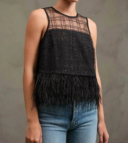 Madison - Women's Luxe Grid Feather Top - Rack Hunt