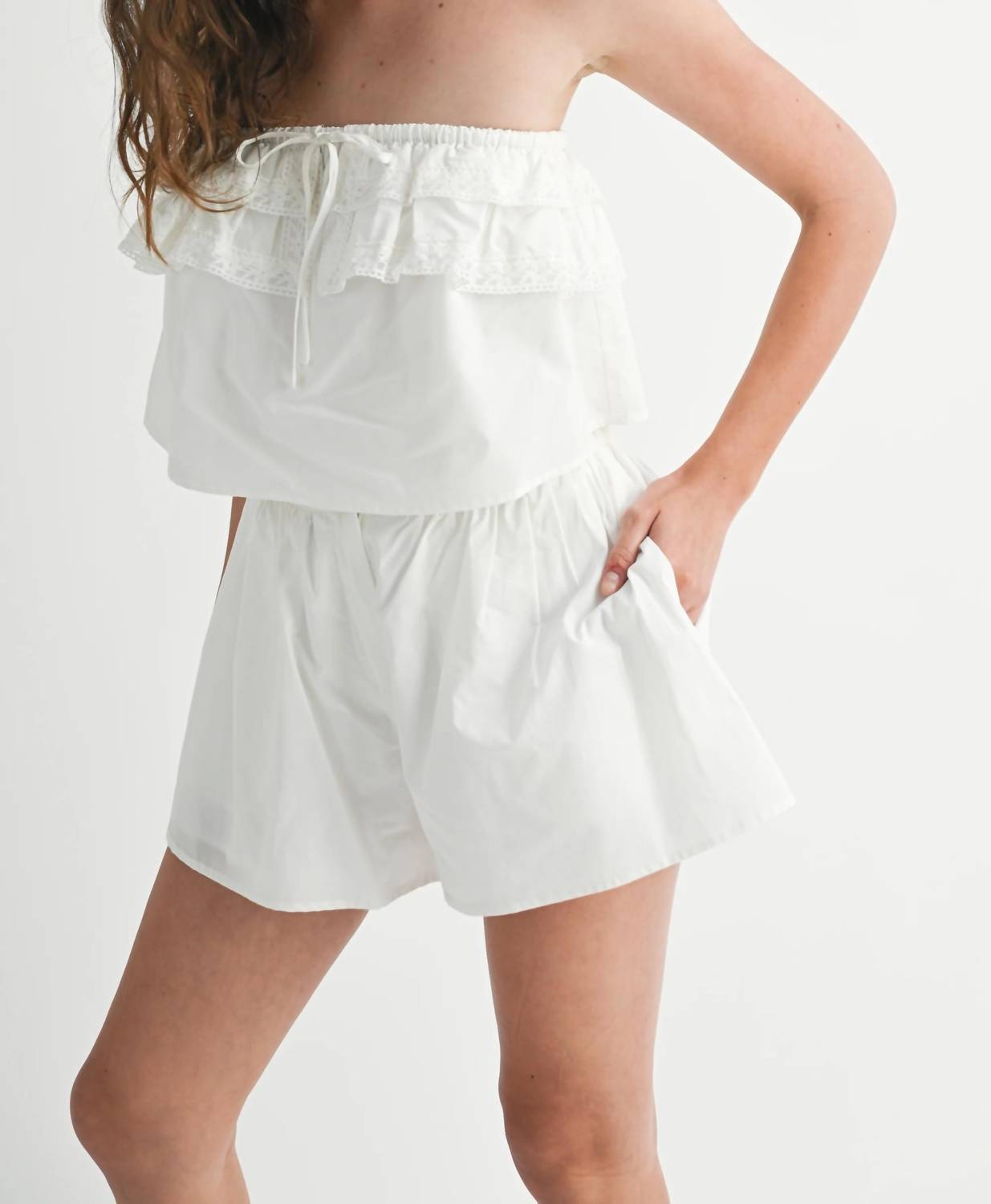 Mary Catherine Ruffle Lace Top & Shorts Set