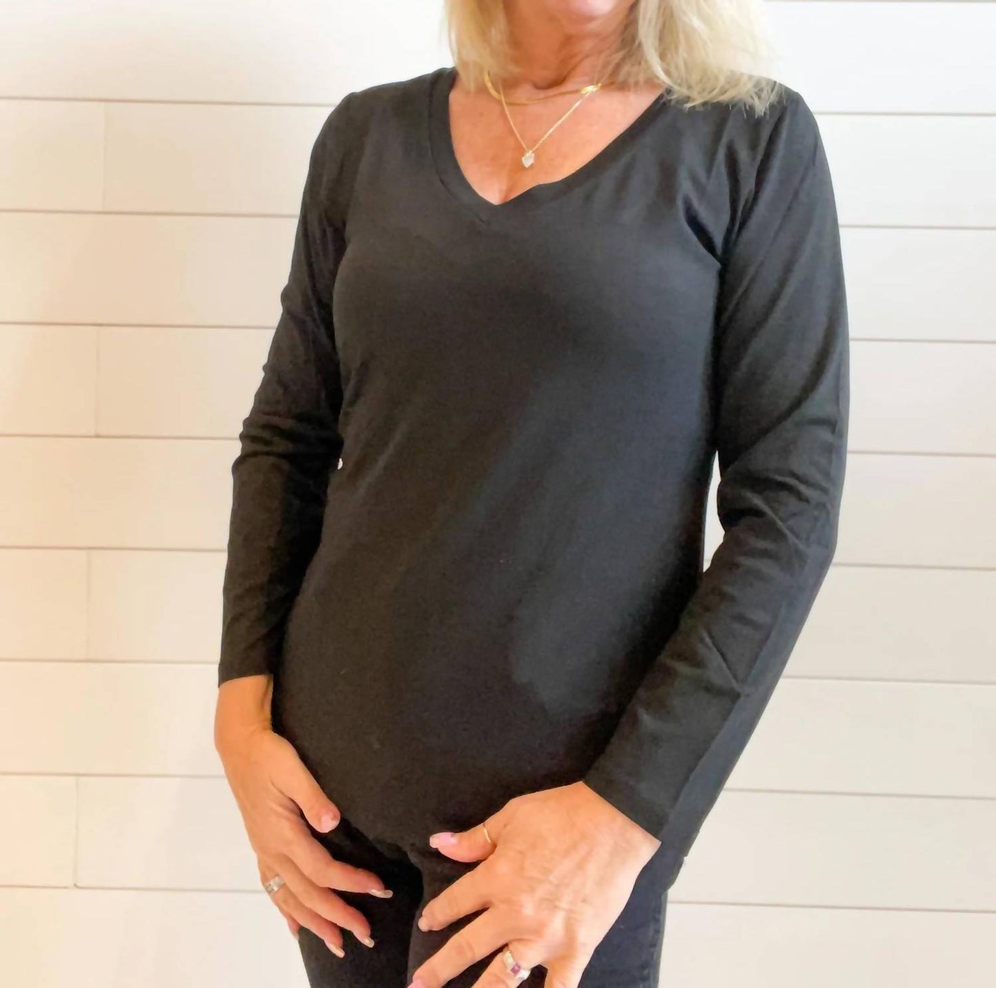Long Sleeve V Neck Top