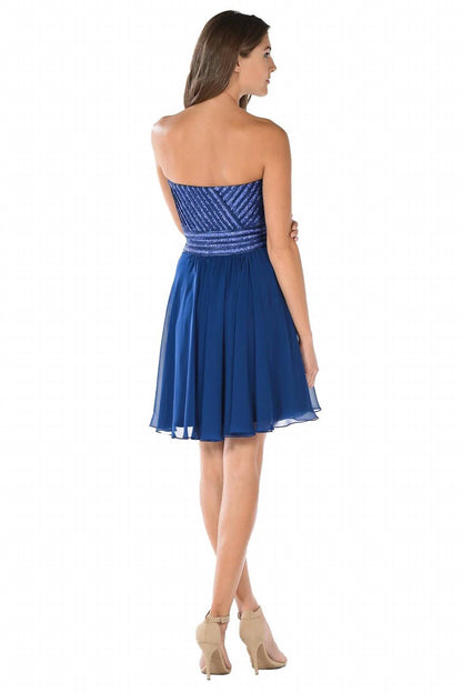 Sequined Top Short Strapless Dress