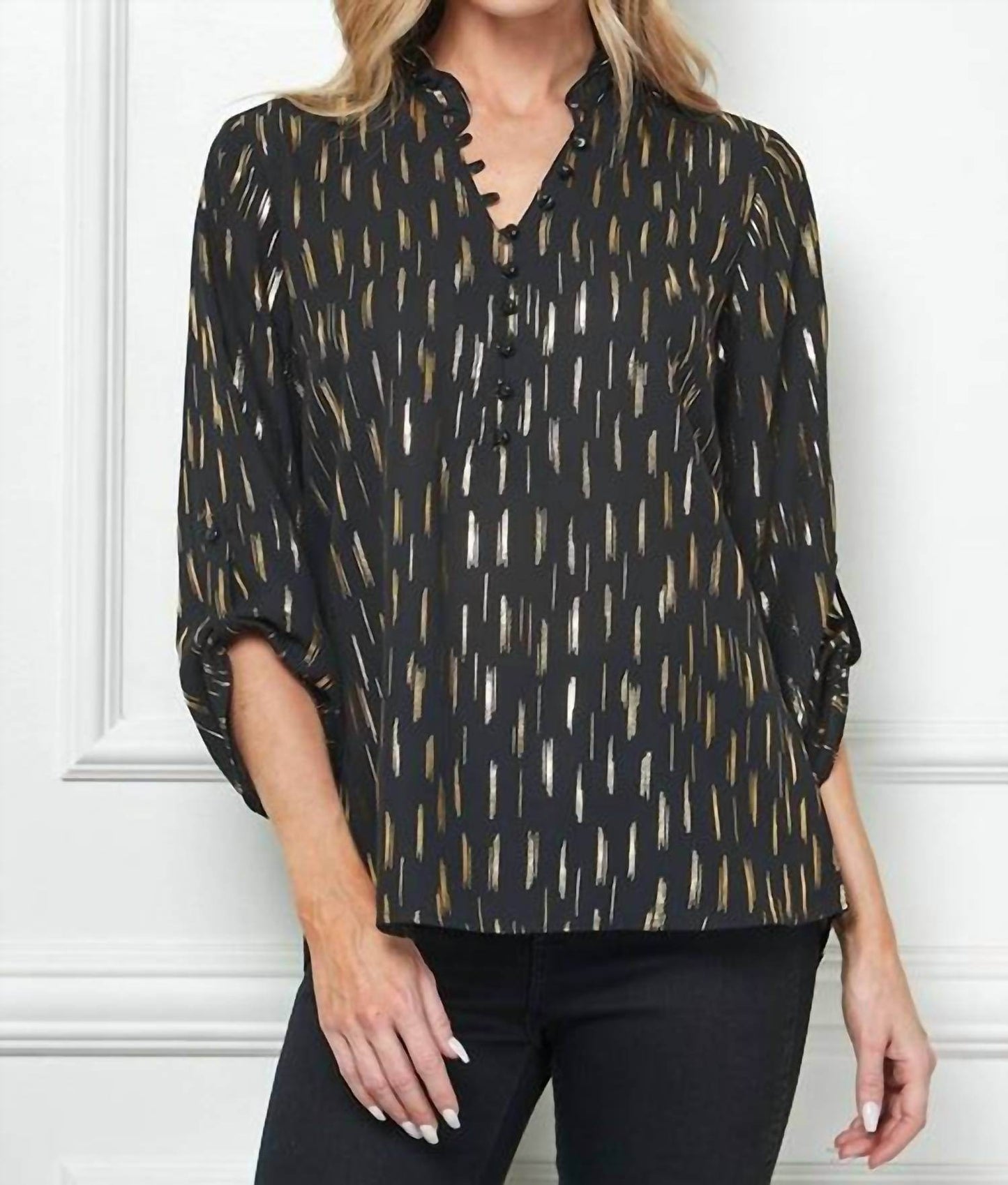 Sara Michelle - Women's Gianna Ruffle Neck Blouse - Rack Hunt -