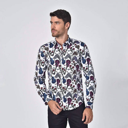 Skulls and Roses Rock N Roll Button Down Shirt